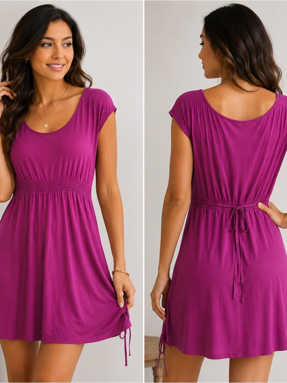 LOFT Bright Magenta Scoop-Neck Dress